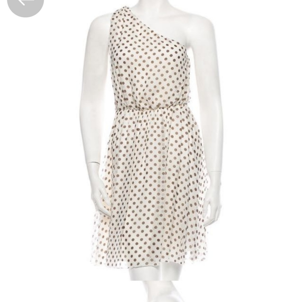 Alice + Olivia Silk Polka Dot One Shoulder Dress Small NEW